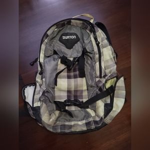Burton Snowboard Skateboard Backpack Yellow Plaid and Gray